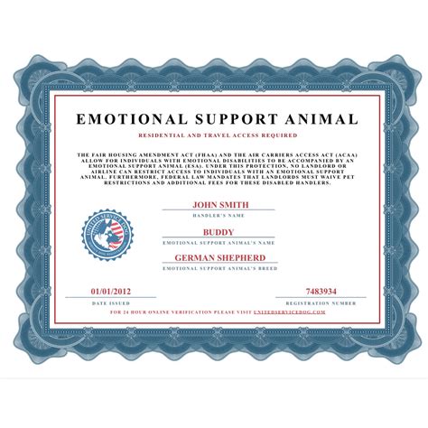 Emotional Support Animal Certificate | United Service Dog