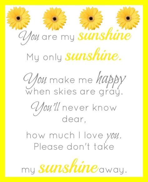 Lyrics You Are My Sunshine My Only Sunshine Cheap Sale | rizsolutions.com