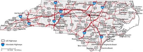 North Carolina State Road Map with Census Information