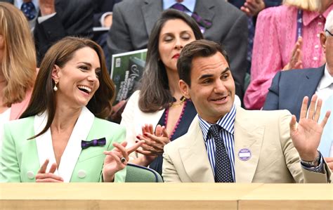 Kate Middleton Wears Balmain, Sitting With Roger Federer At Wimbledon ...