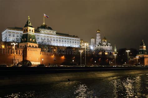 Grand Kremlin Palace, Kremlin Walls, Towers, Stock Image - Image of ...