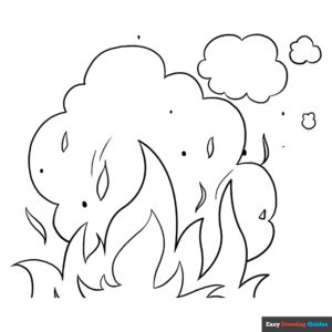 Flames and Smoke Coloring Page | Easy Drawing Guides