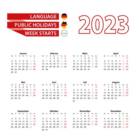 Calendar 2023 in Germany language with public holidays the country of ...