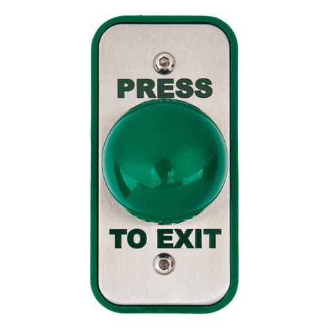 Stainless Steel Egress Switch and Green Dome - 89 x 43 x 50mm - Narrow | IronmongeryDirect ...