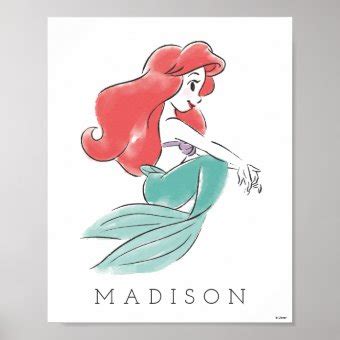 Disney Princess Ariel Watercolor | Girl Nursery Poster | Zazzle