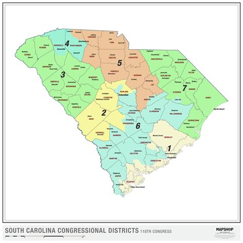 South Carolina 2022 Congressional Districts Wall Map by MapShop - The Map Shop