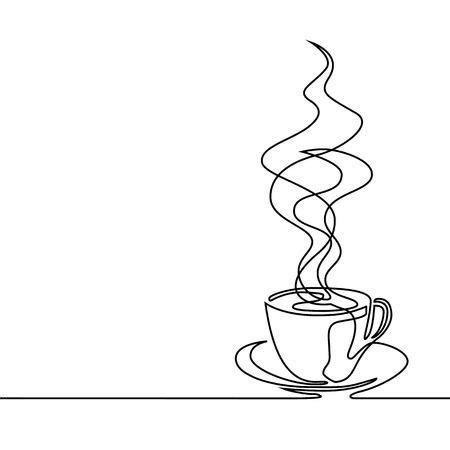 Coupe du vecteur de thé ou de café dessiné par une ligne continue seule - Illustration ...