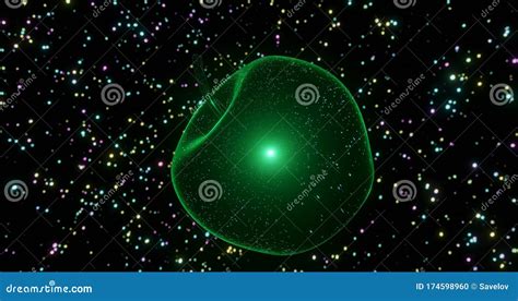 Render of the Concept of Gravity with a Falling Apple in Space Stock Illustration - Illustration ...