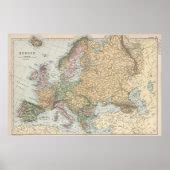 Vintage Europe Map Poster | Zazzle