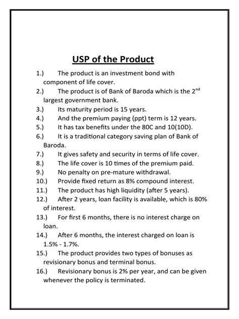 USP of The Product | PDF