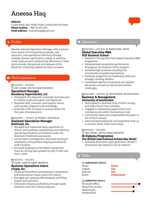 Operations Manager Resume Template | Kickresume