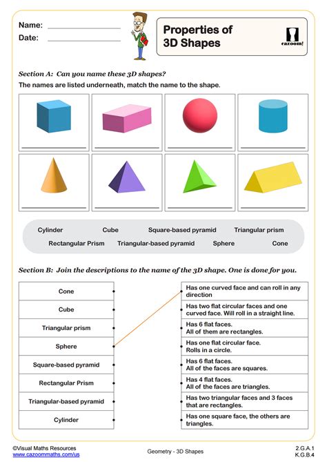 Properties of 3D Shapes | PDF printable Geometry Worksheets