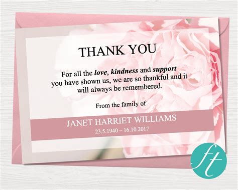 Funeral Thank You Card | Pink Carnations – Funeral Templates