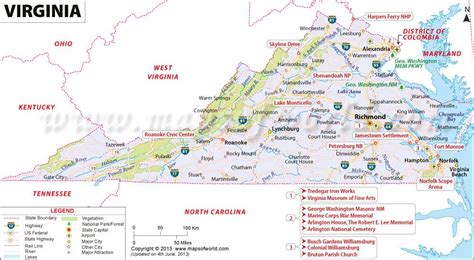 Virginia State Map | Virginia map, Virginia, Map