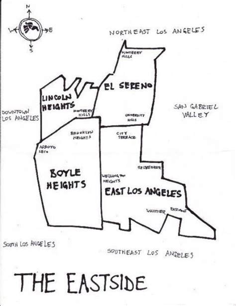 Map of East Los Angeles, California