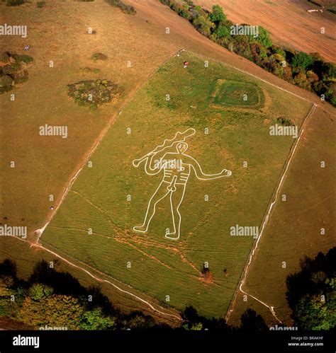 Aerial image of the Cerne Abbas Giant, Cerne Abbas, Dorset, England, United Kingdom, Europe ...