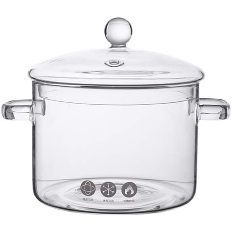 High Quality Transparent Fire Safe Glass Cooking Pot Kitchen Glass Cooking Pot with Glass Cover ...