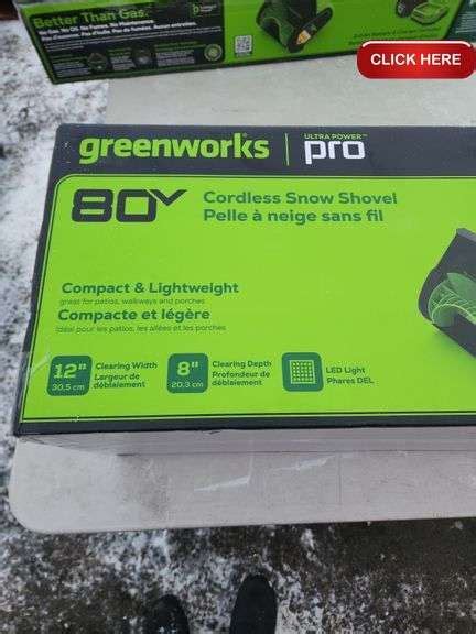 Greenworks 80v cordless snow shovel - Rideau Auctions