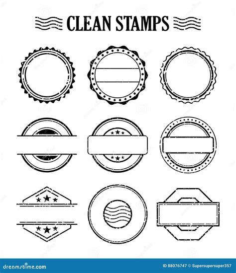 Blank Stamp Set, Ink Rubber Seal Texture Effect Stock Vector ...