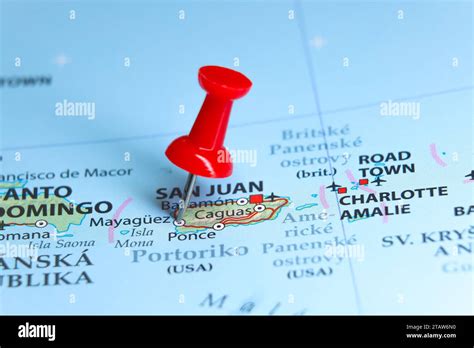 Mayaguez, Puerto Rico pin on map Stock Photo - Alamy