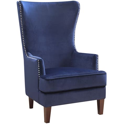 Kori Upholstered High-Back Dark Blue Accent Chair | At Home