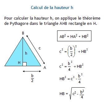 Calculer la hauteur d'un triangle isocèle connaissant sa base et ses ...