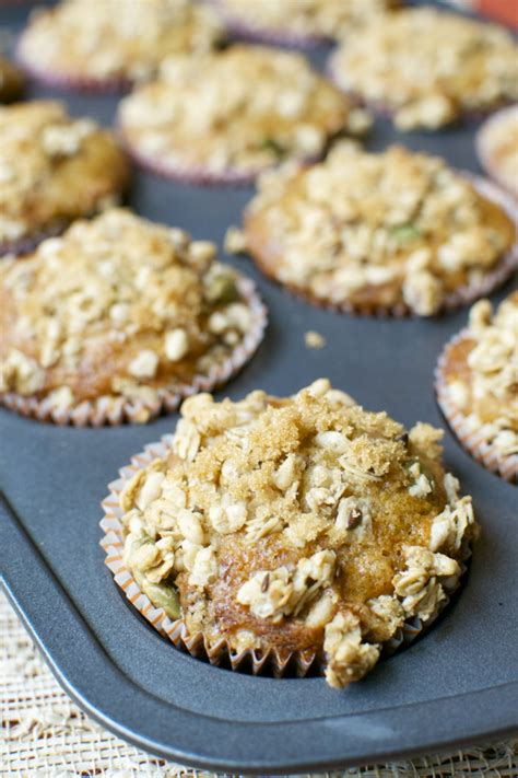 Brown Sugar Raisin Muffins with Pumpkin Granola Crumble - Stuck On Sweet