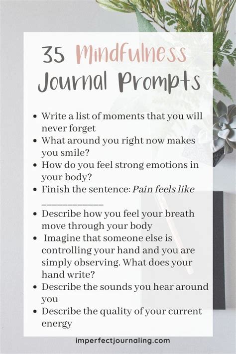 35 Mindfulness Journal Prompts | Imperfect Journaling in 2021 | Mindfulness journal, Mindfulness ...