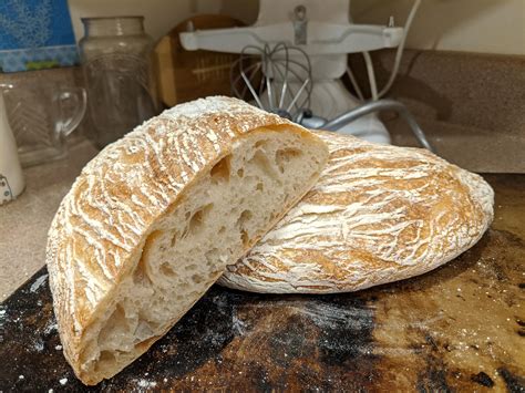 My first ciabatta. ATK recipe and John Kirkwood technique from youtube. It's so springy and ...