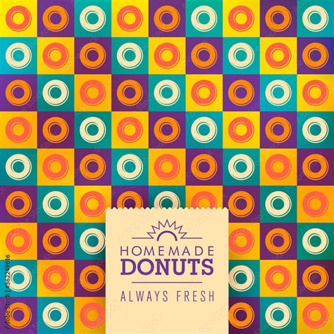 Donuts background design with colorful pattern. Vector illustration. Stock Vector | Adobe Stock