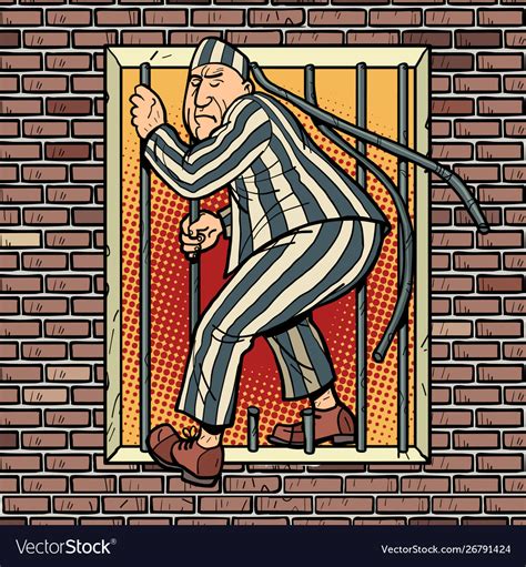 A prisoner escapes from prison jailbreak Vector Image