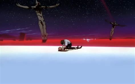 at the end of End of Evangelion (1997) Shinji chokes Asuka, this is a callback to earlier in the ...