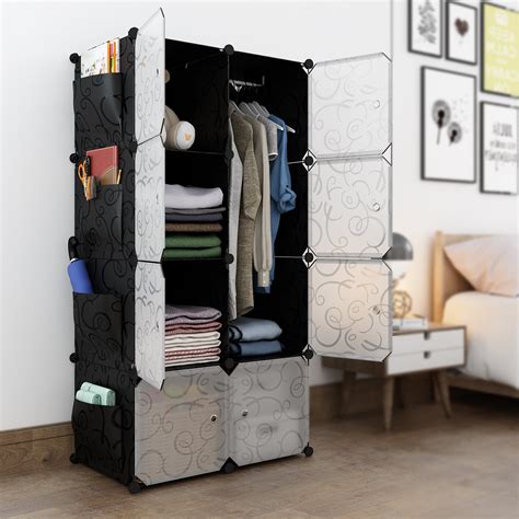 LANGRIA 18-Cube Extra Large DIY Interlocking Modular Shelving Storage Organizer Closet，Patterned ...