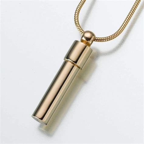 14K Gold Cylinder Cremation Jewelry Pendant (Engravable) | Modern Memorials