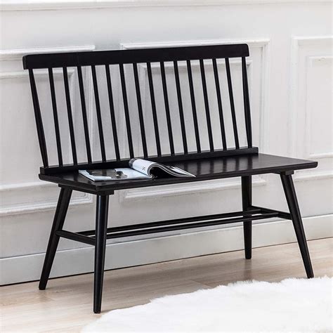 Duhome Entryway Bench, Black Dining Bench with Spindle Back Farmhouse ...