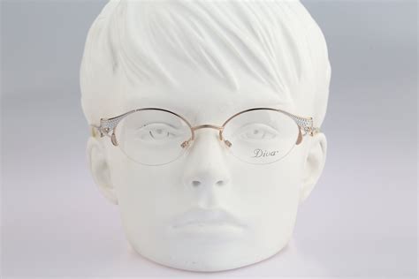 Diva 5083 19, Vintage 90s Victorian Rhinestones Half Rim Gold and Pearl White Oval Glasses ...