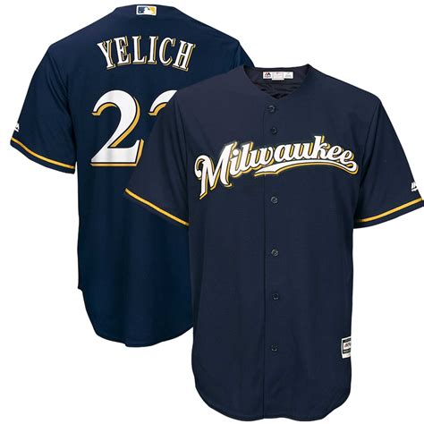 Majestic Christian Yelich Milwaukee Brewers Navy Alternate Official ...