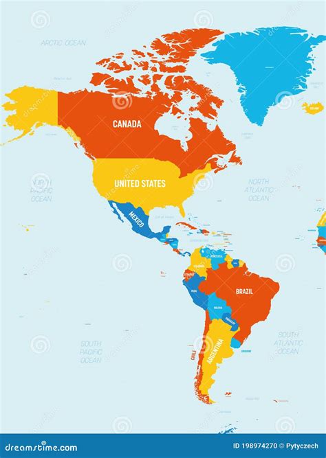 Americas Map. High Detailed Political Map Of North And South America ...