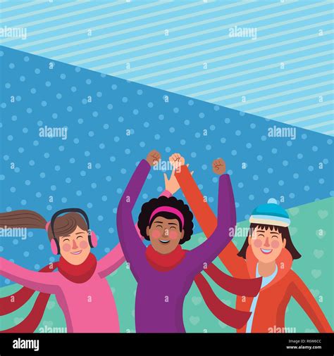 Happy people in winter Stock Vector Image & Art - Alamy