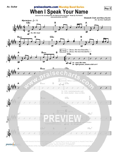 When I Speak Your Name Acoustic Guitar Sheet Music PDF (Gateway Worship ...