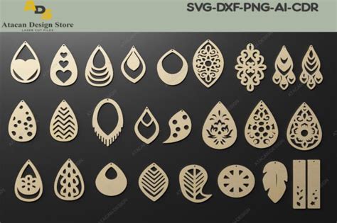 Earrings Laser Cut Templates Jewelry SET Graphic by atacanwoodbox · Creative Fabrica