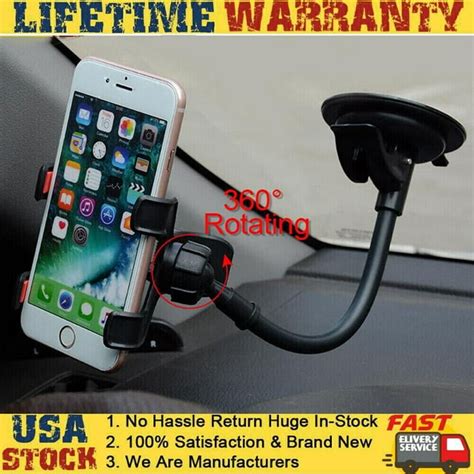 360° Adjustable Car Windshield Mount Holder Cradle for Universal Cell Phone GPS US,Black ...