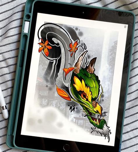 Green dragon tattoo | Tattoo project, Dragon tattoo, Tattoo sketches