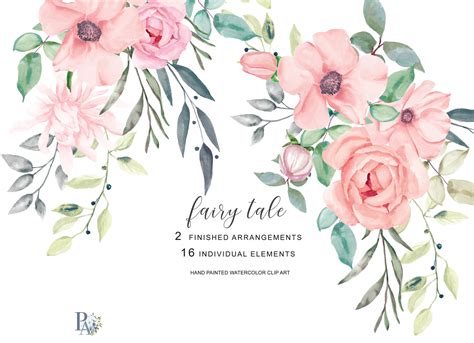 Blush Watercolor Flowers Clipart (77212) | Illustrations | Design Bundles