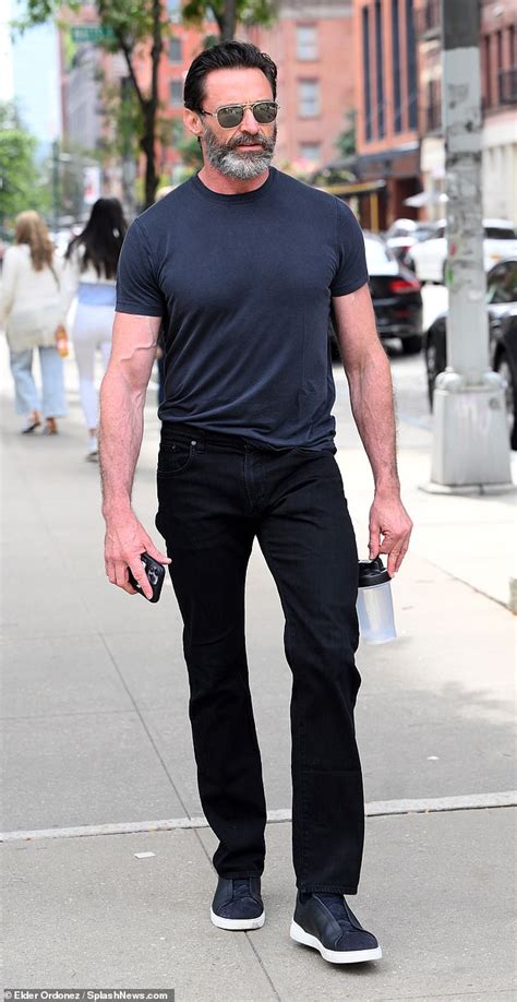 Hugh Jackman is pictured WITHOUT his wedding ring as he's spotted for ...