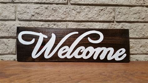 17.5" x 5.5" rustic welcome sign by DobbinsDoodles on Etsy | ป้าย