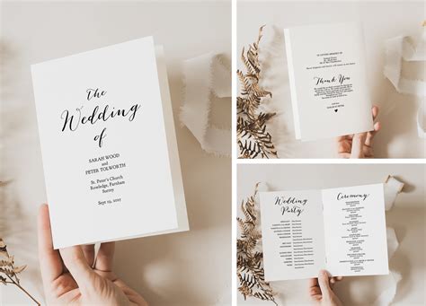 Booklet Wedding Program template, Church Order of Service printable ...