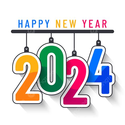 Colorful Happy New Year 2024 In Hanging Style, 2024 Clipart, Happy New Year 2024 Clipart ...