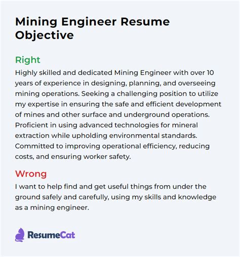 Top 17 Mining Engineer Resume Objective Examples | ResumeCat