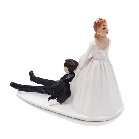 Buy SCHOLMART Wedding Cake Toppers Bride and Groom, Bride Dragging Groom Cake Topper, Cake ...